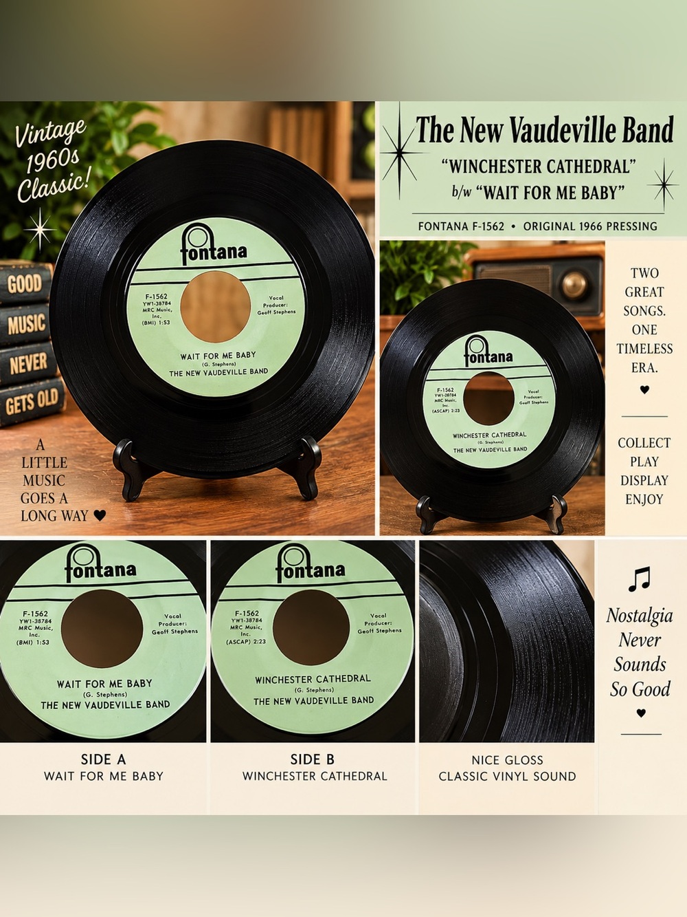 New Vaudeville Band Winchester Cathedral 1966 Fontana F-1562 Vintage 45 RPM